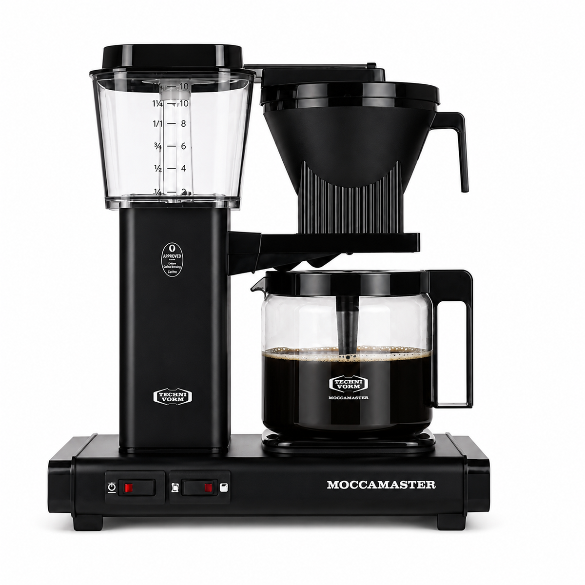 Cafetière filtre Moccamaster KBG Select noir mat, vue de face sur fond blanc