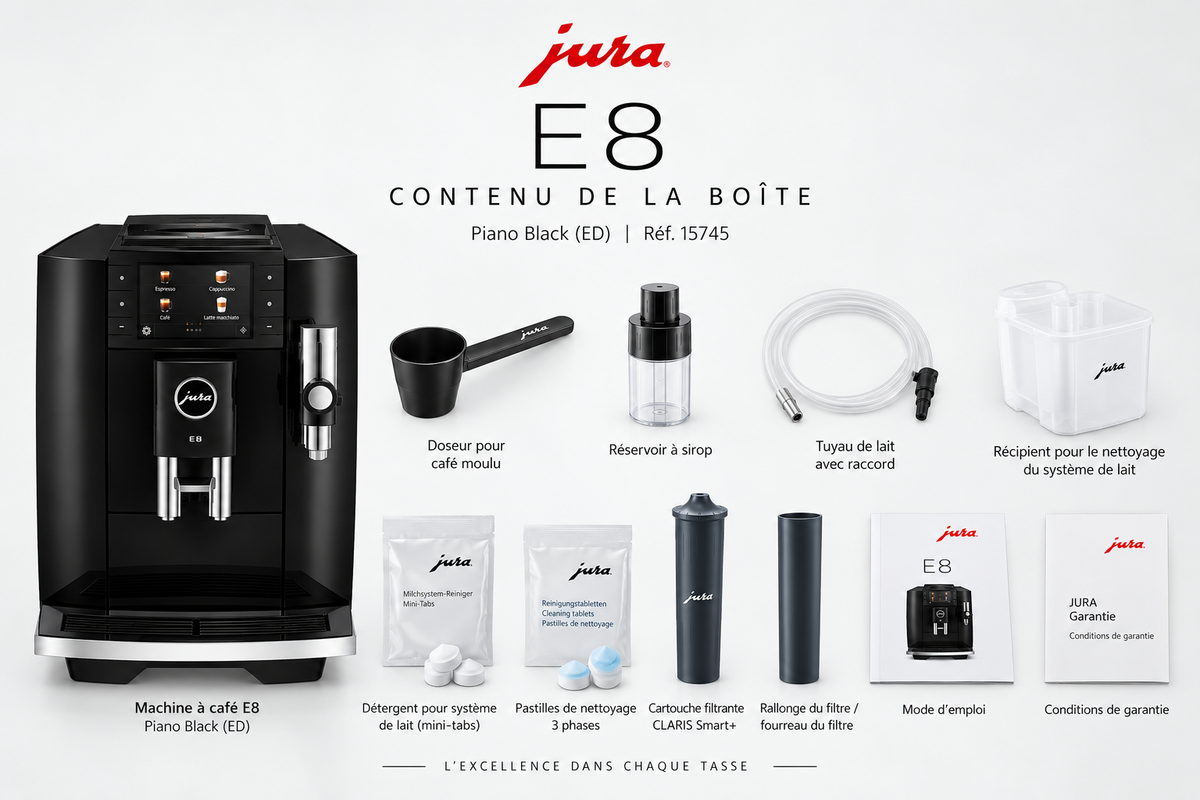Contenu de la boîte JURA E8 Piano Black (ED)