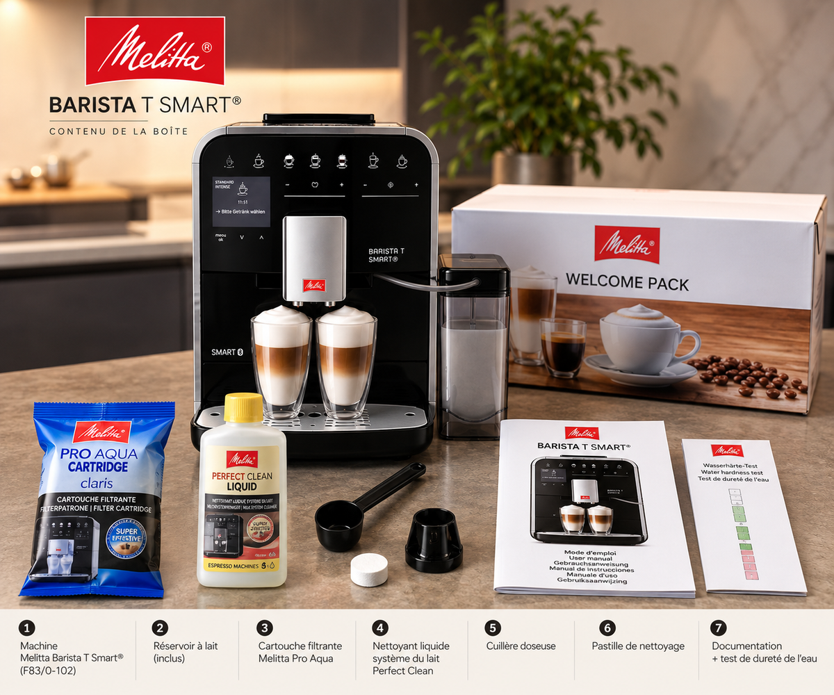 Contenu et Welcome Pack de la Melitta Barista T Smart® Noir