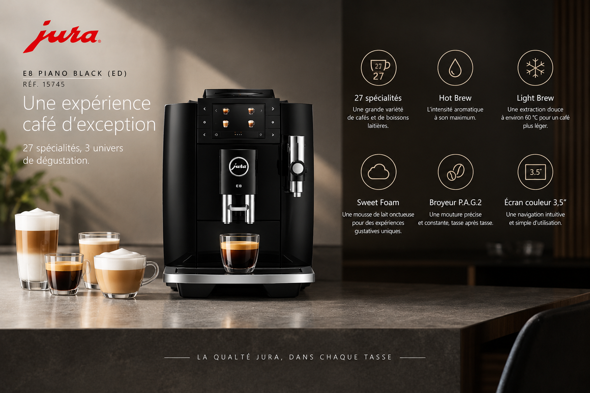 JURA E8 Piano Black (ED) – guide des principaux avantages